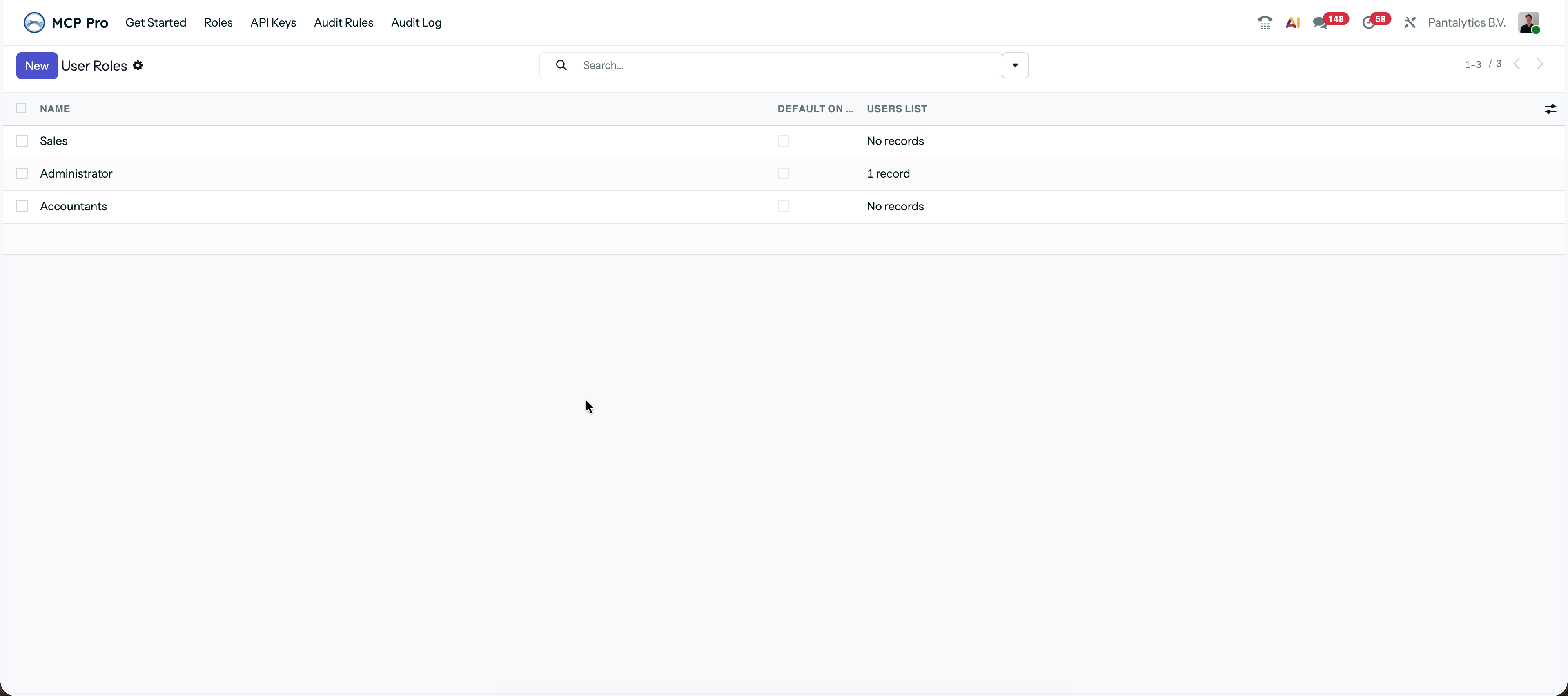 User Roles list in Odoo with Sales, Administrator and Accountants