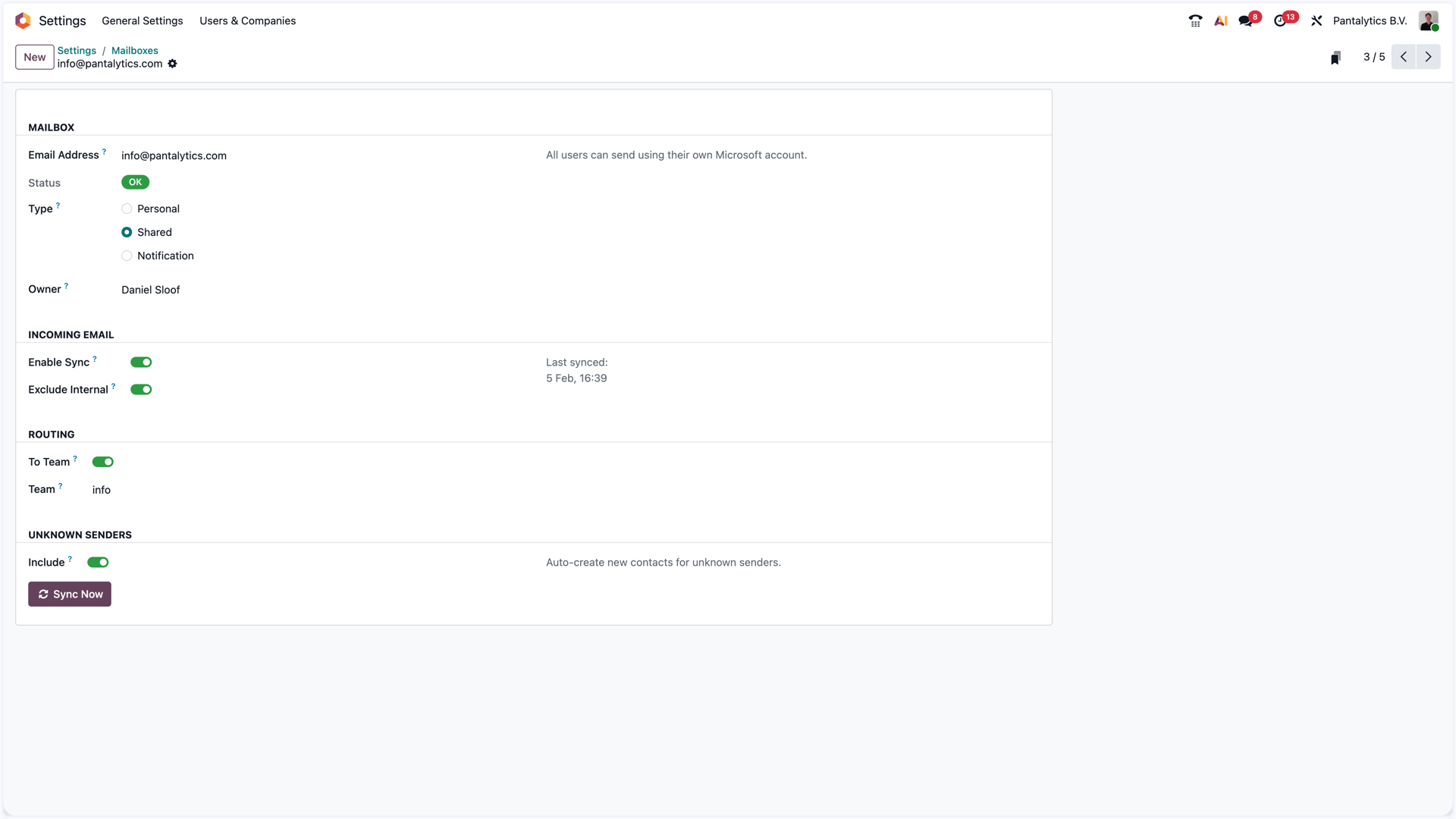 Inkomende e-mail synchronisatie