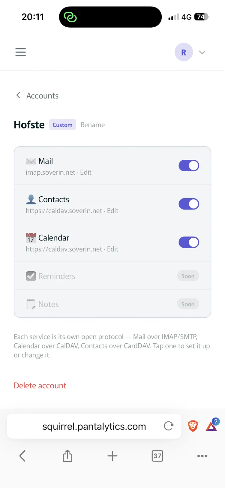 Toggle per service